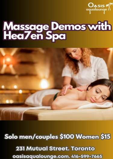 Massage Demos with Hea7en Spa - Wed May 7, 2025 1pm-3am
