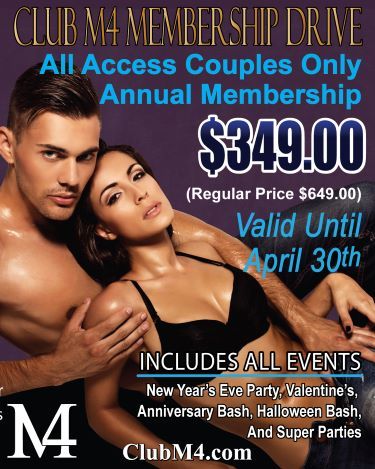 Club M4 VIP Couples All Access Membership On Sale Now! Start Saving Money!