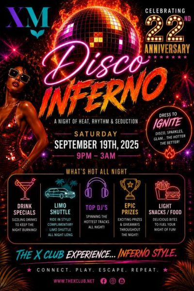 22nd Anniversary : Disco Inferno Saturday, September 19